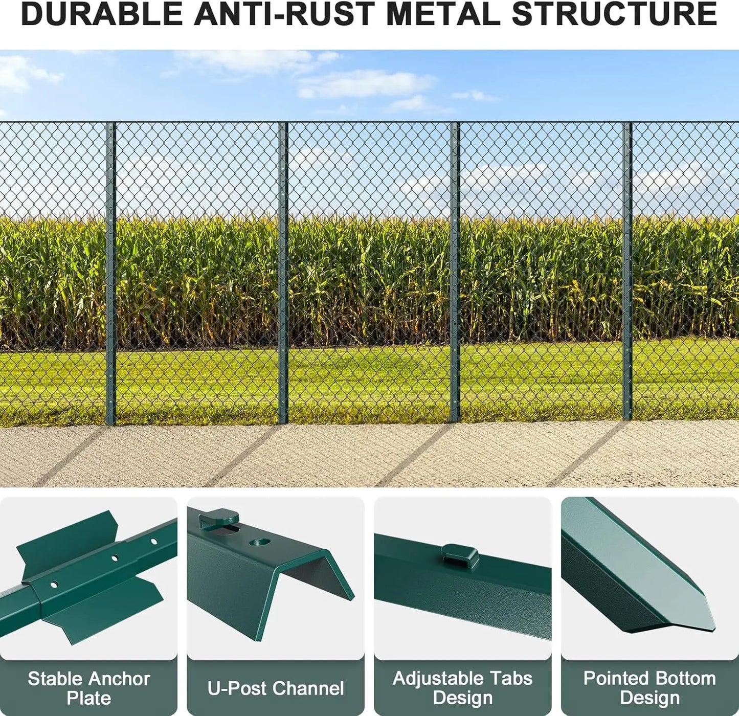 10 Pack,7 ft Heavy Duty Metal Fence Post,