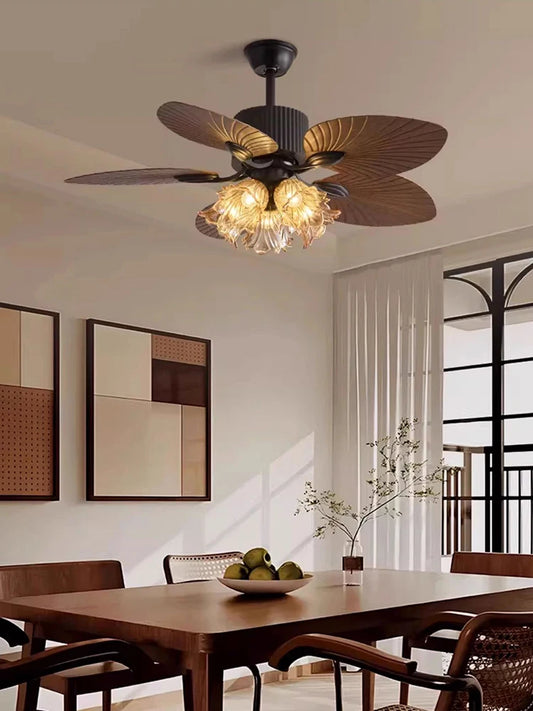 Banana leaf high wind ceiling fan light