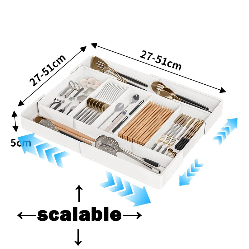 1pc Retractable Kitchen Drawer Storage Box