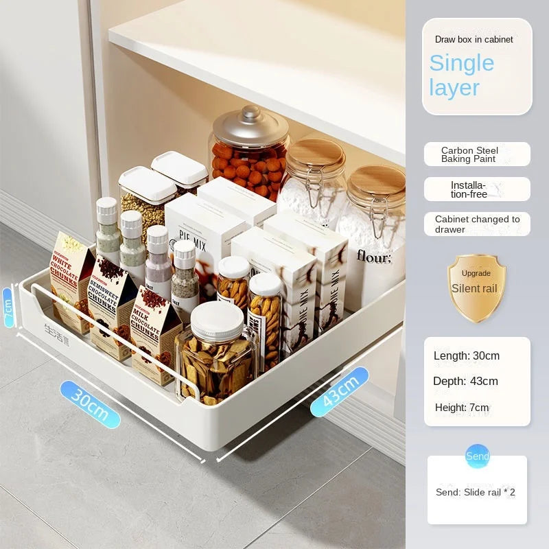 Pull-out Kitchen Drawer Storage Tray