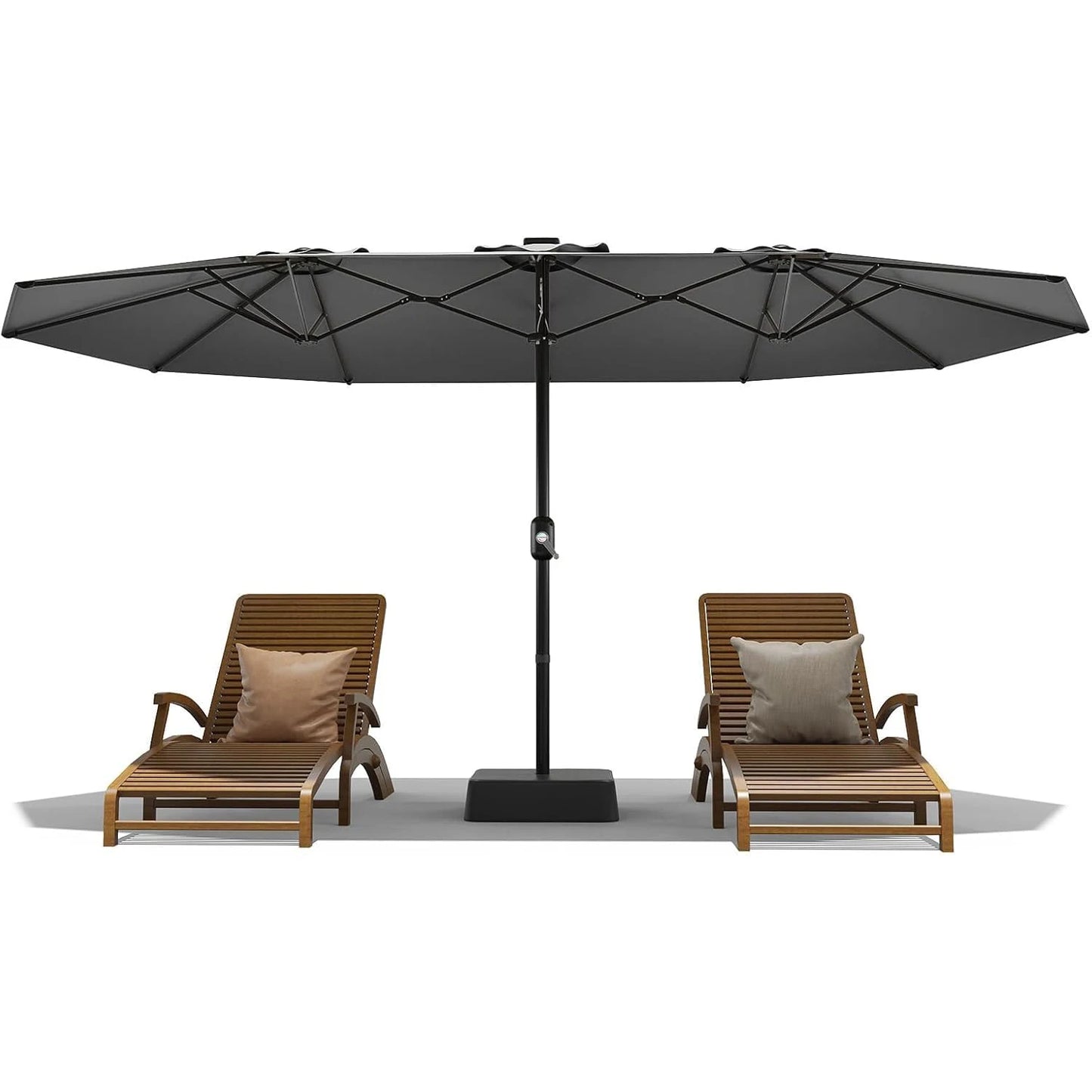 Large 15 X 9 ft Rectanglular Umbrella with Cross Base and Sandbag for Pool Lawn & Garden