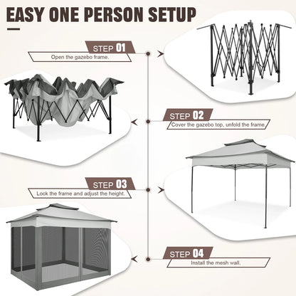 11x11ft Pop Up Gazebo with Mosquito Netting & Carry Bag