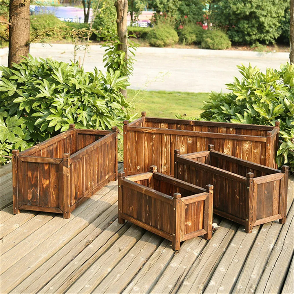 Wooden Raised Flower Bed, Indoor Outdoor Vegetable Herb Planter
