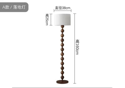 Vintage Floor Lamp Led Fabric & Wood Vertical Light