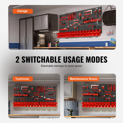 30 Bin Wall Mounted Storage Organizer with Wall Panels Hooks