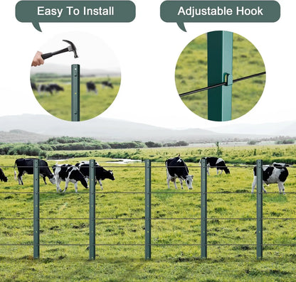 10 Pack,7 ft Heavy Duty Metal Fence Post,