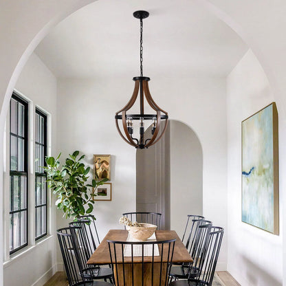 Modern Rustic Wooden Pendant Light Fixture - 17 Inch Diameter - Handmade Natural Wood