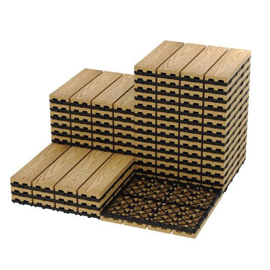 48PCs Composite Interconnected Deck Tiles 12x12 Inch –  for Indoor & Outdoor Use