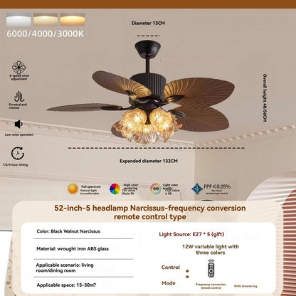 Banana leaf high wind ceiling fan light