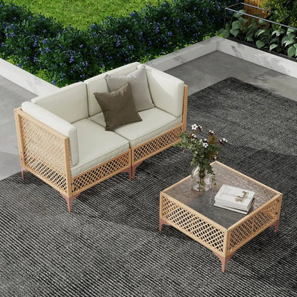 9pc Patio Sectional Set with Fire Pit