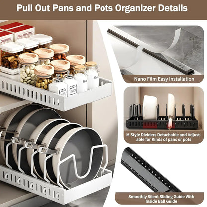 Pull Out Pots & Pans Organizer for Under Cabinet