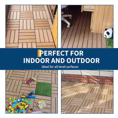 48PCs Composite Interconnected Deck Tiles 12x12 Inch –  for Indoor & Outdoor Use