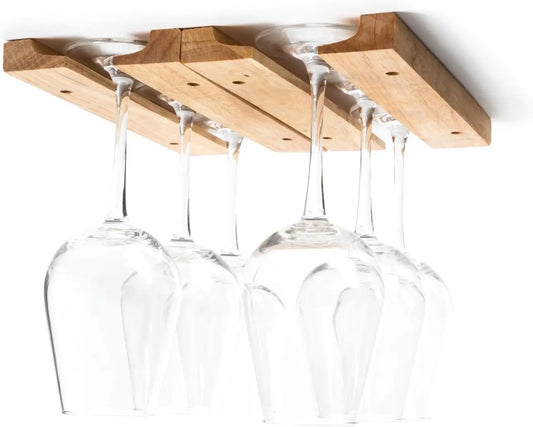 Under Cabinet Wooden Wine Glass Holder Rack,