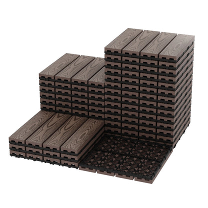 48PCs Composite Interconnected Deck Tiles 12x12 Inch –  for Indoor & Outdoor Use