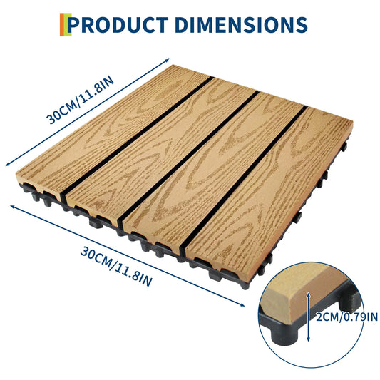 48PCs Composite Interconnected Deck Tiles 12x12 Inch –  for Indoor & Outdoor Use