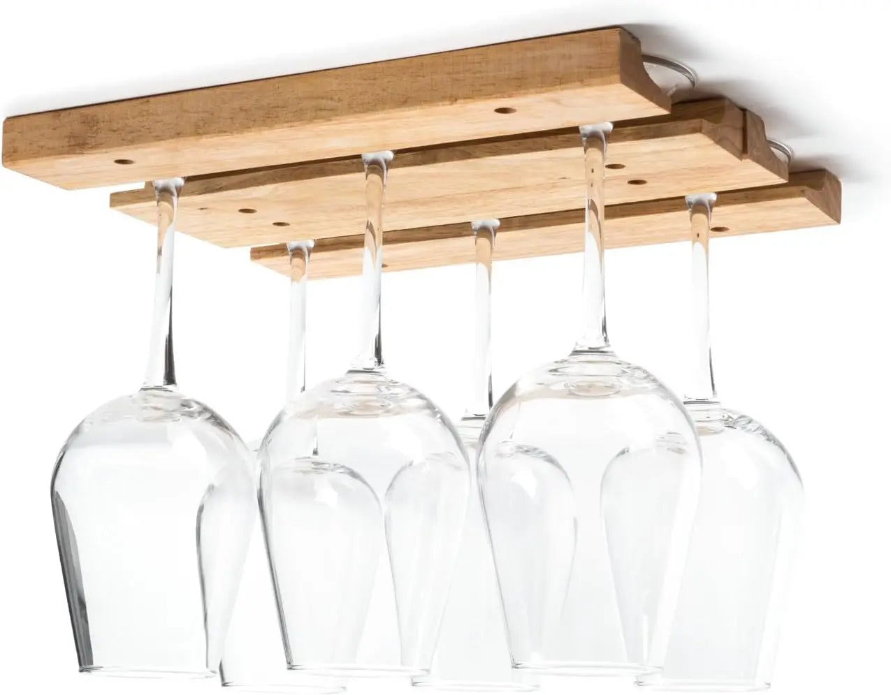 Under Cabinet Wooden Wine Glass Holder Rack,