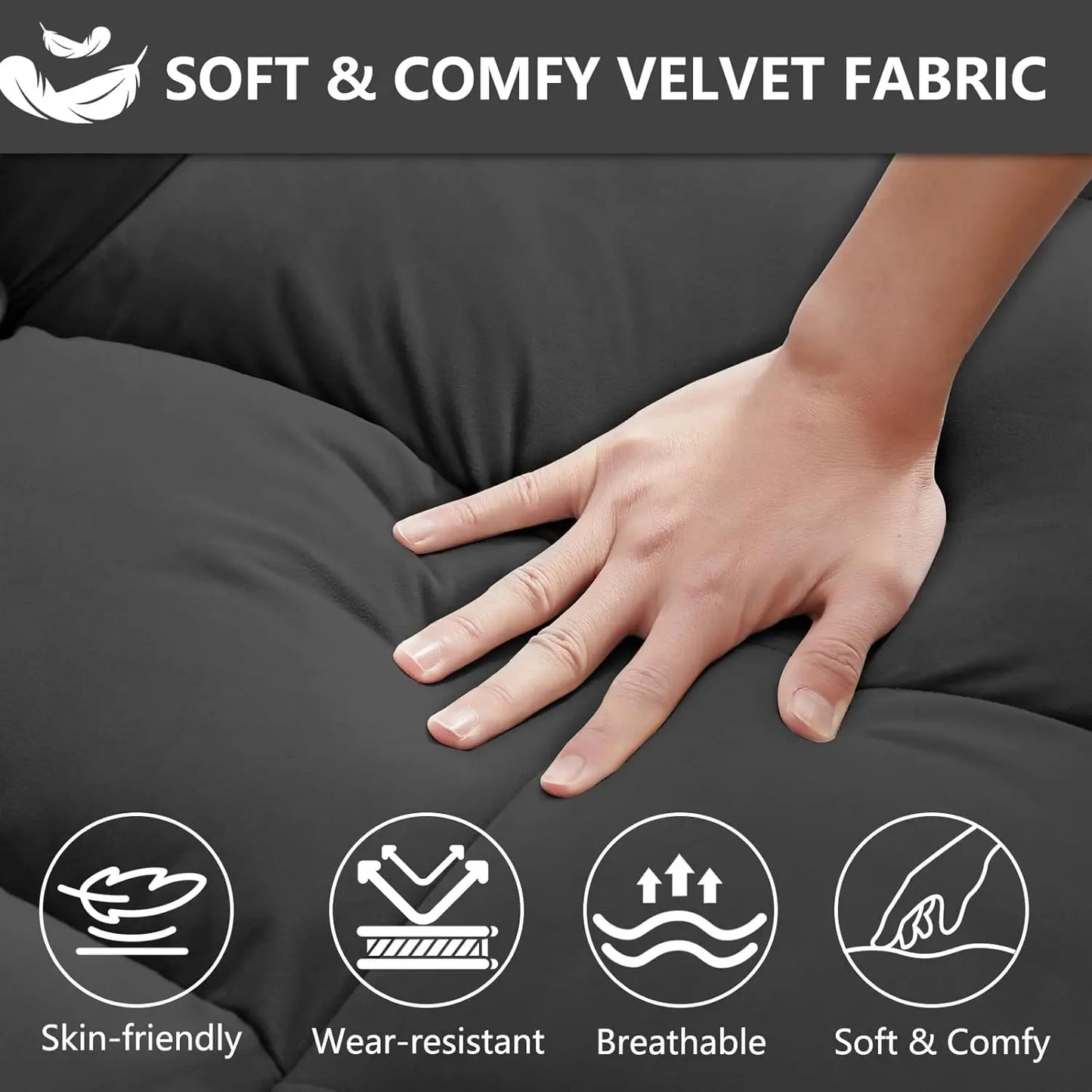 53'' Convertible Sleeper Sofa Bed, Modern Velvet Fabric, Adjustable Backrest, Side Pocket and 2 Pillows,