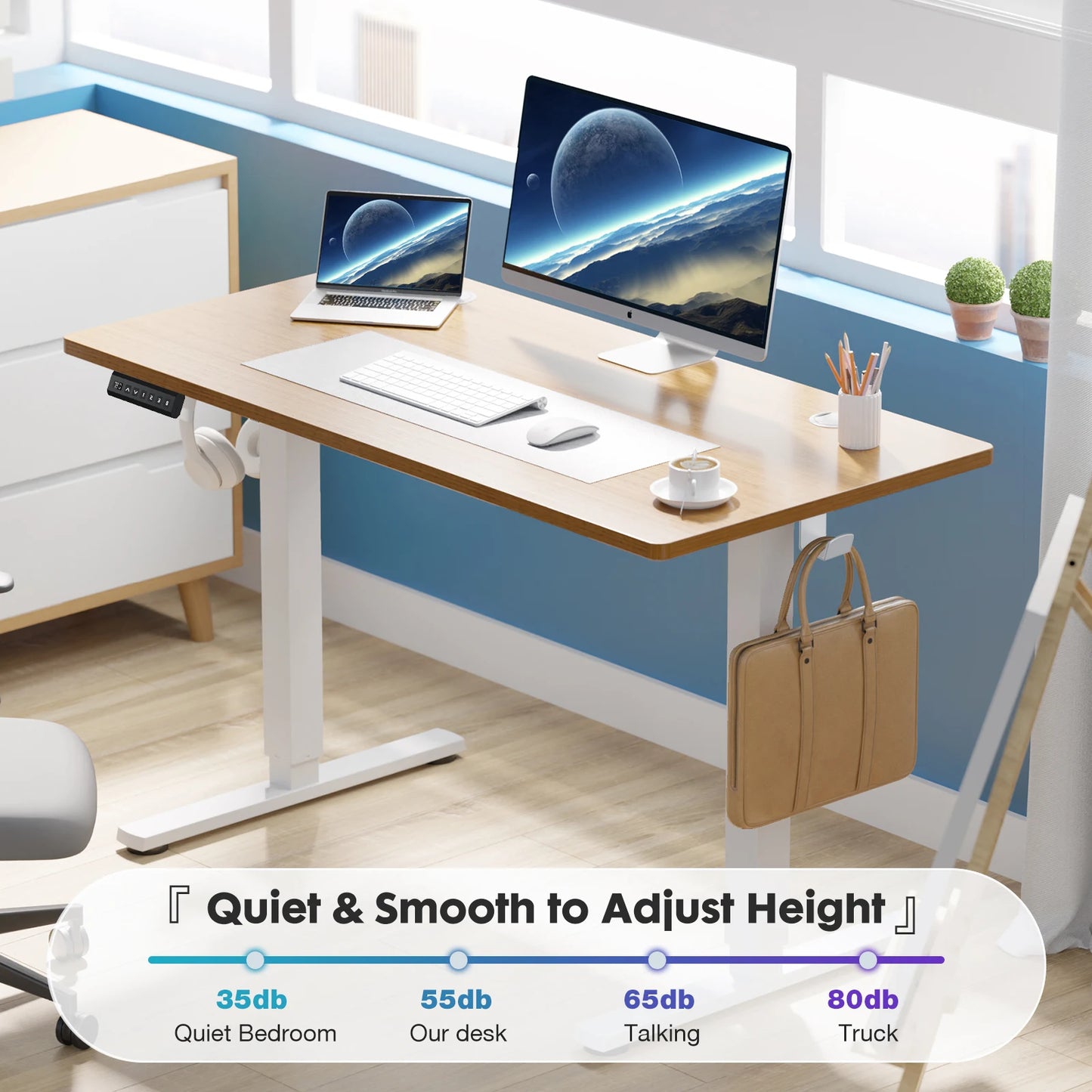 Electric Stand or Sit Desk with Adjustable Height