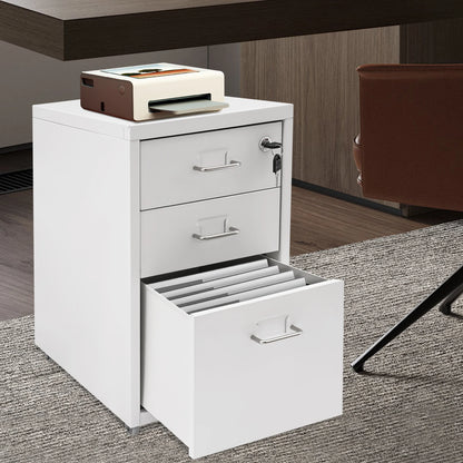 3 Tiers Rectangular Steel Vertical File Cabinet,Pink/White/Black