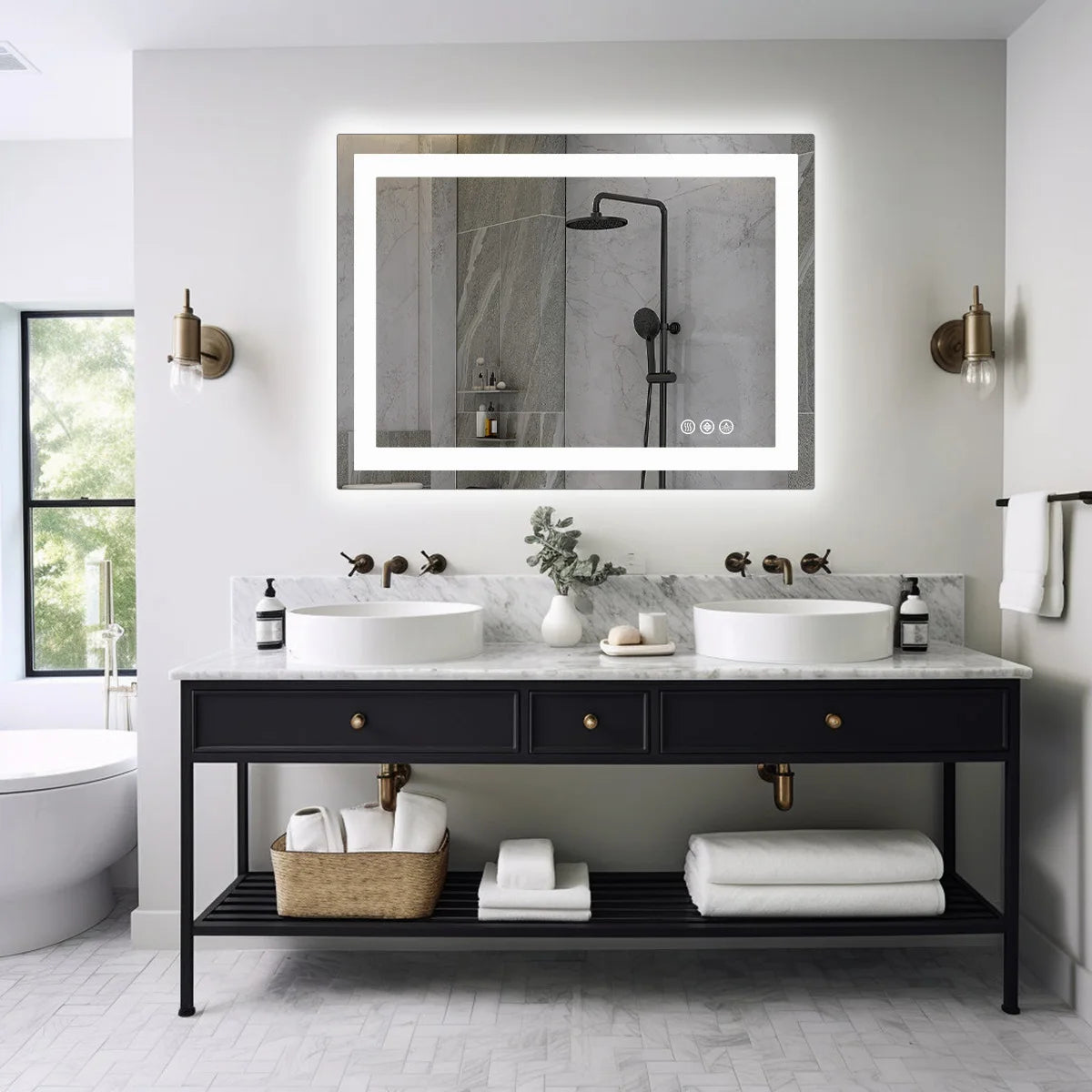36"x 24"LED Bathroom Vanity Mirror,Tempered Glass with Front Light and Backlit