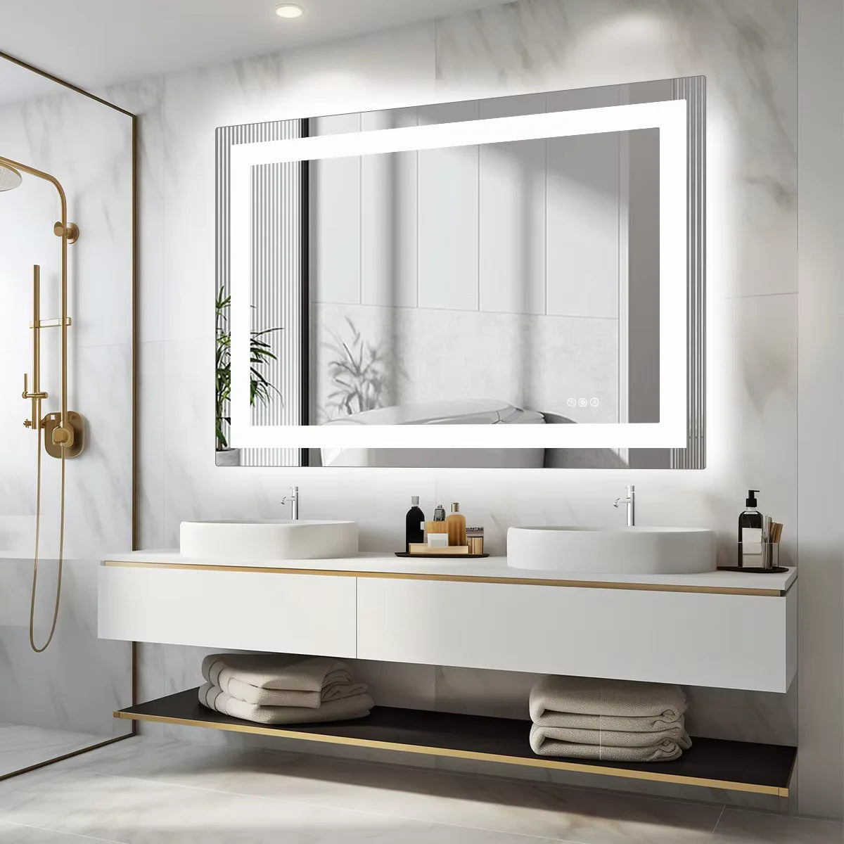 36"x 24"LED Bathroom Vanity Mirror,Tempered Glass with Front Light and Backlit