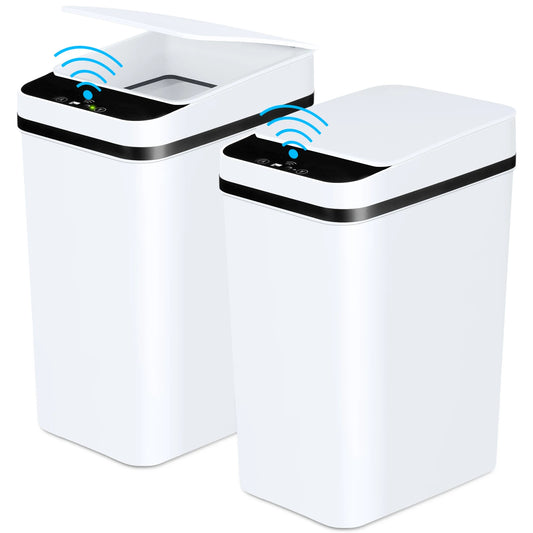 2 Pack 12L Automatic Trash Cans with Touchless Motion Sensor Slim with Lid