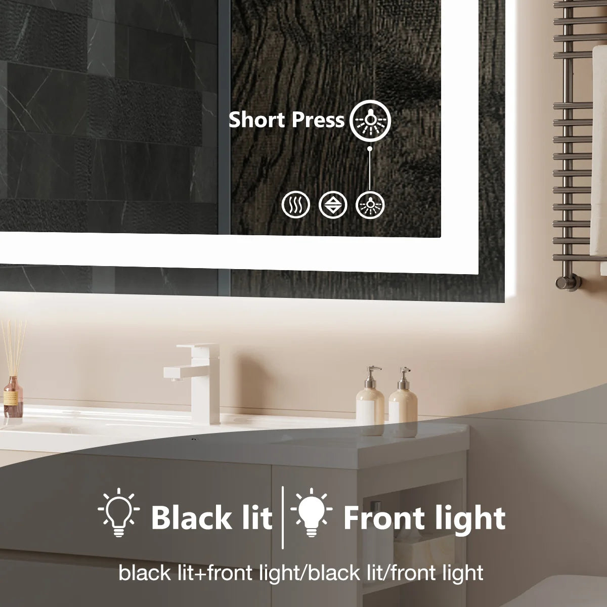 36"x 24"LED Bathroom Vanity Mirror,Tempered Glass with Front Light and Backlit