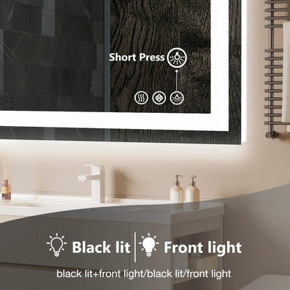 36"x 24"LED Bathroom Vanity Mirror,Tempered Glass with Front Light and Backlit