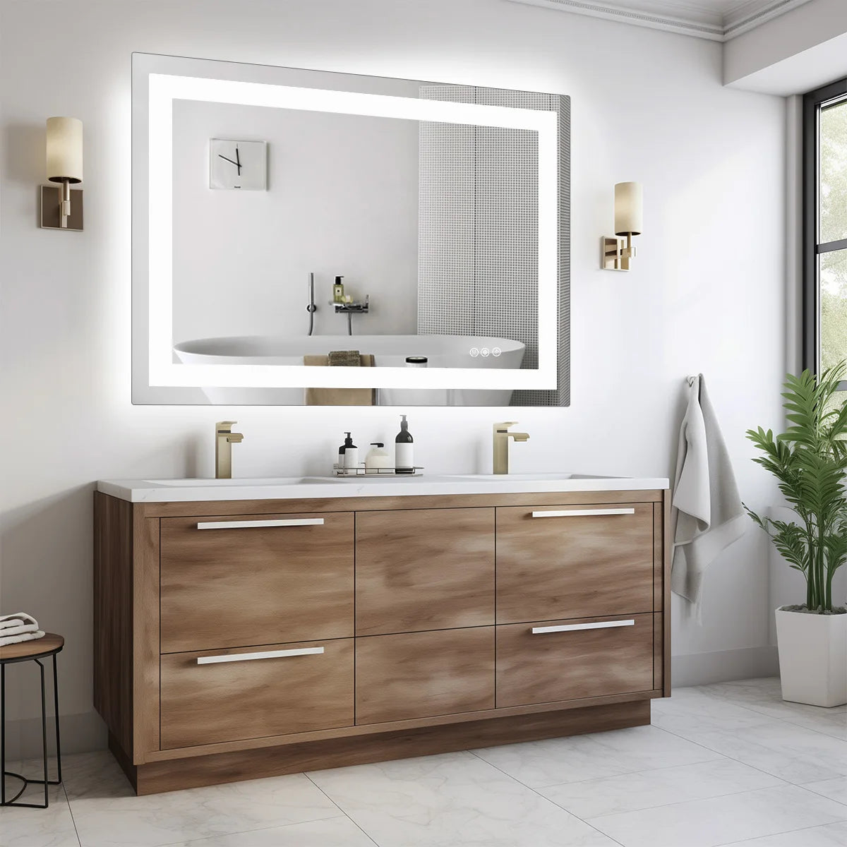 36"x 24"LED Bathroom Vanity Mirror,Tempered Glass with Front Light and Backlit