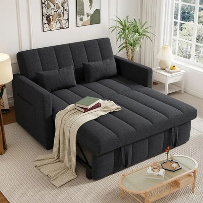 Sleeper Sofa Bed with Adjustable Backrest and Side Pockets