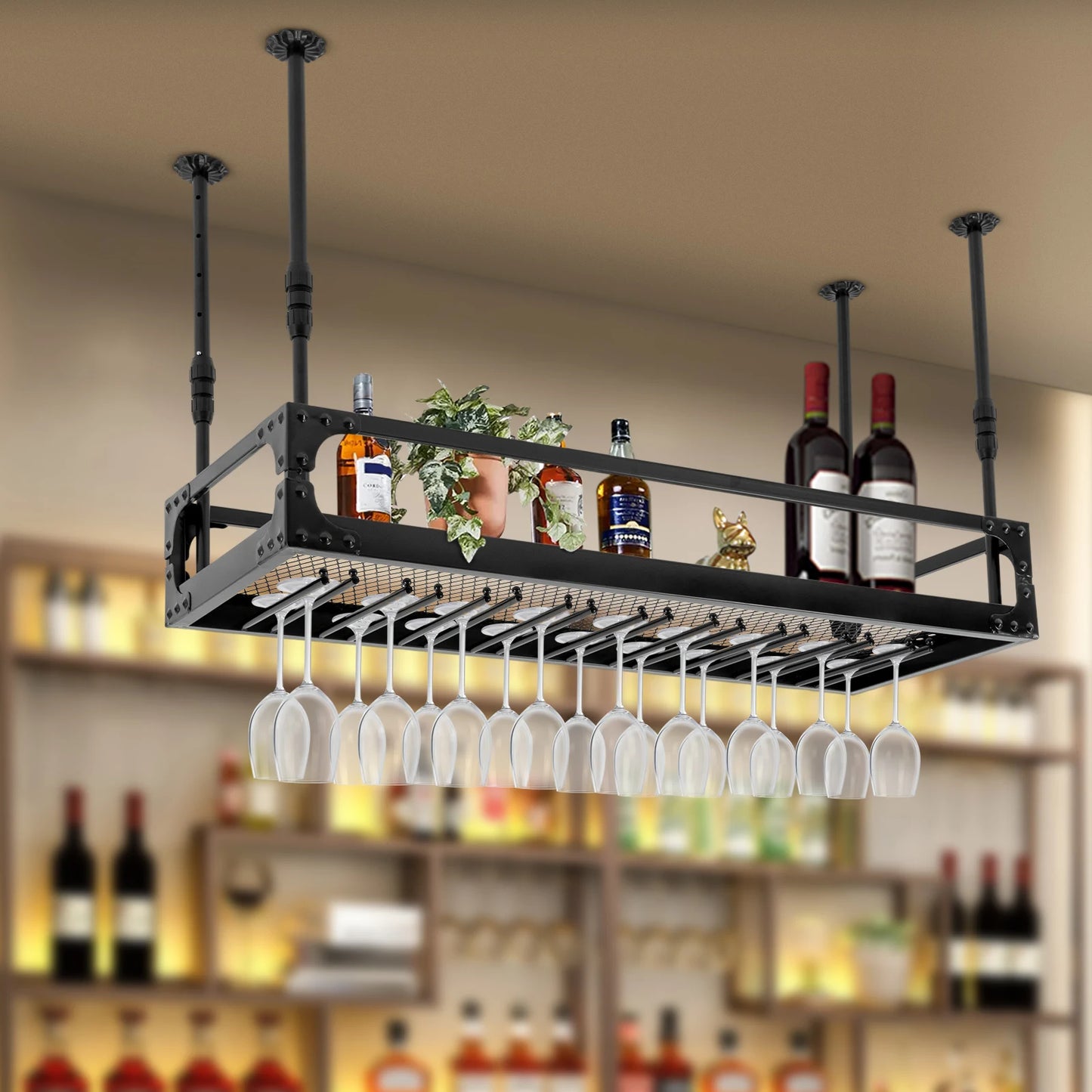 Metal Ceiling Mounted  Wine Goblet Rack