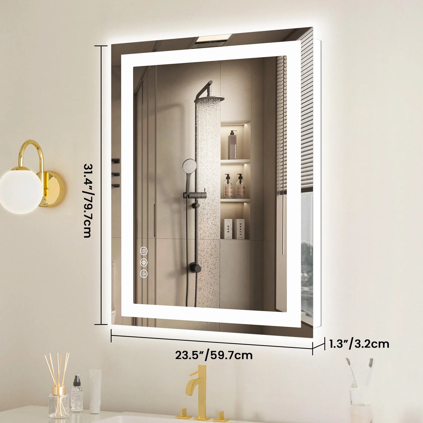 36"x 24"LED Bathroom Vanity Mirror,Tempered Glass with Front Light and Backlit