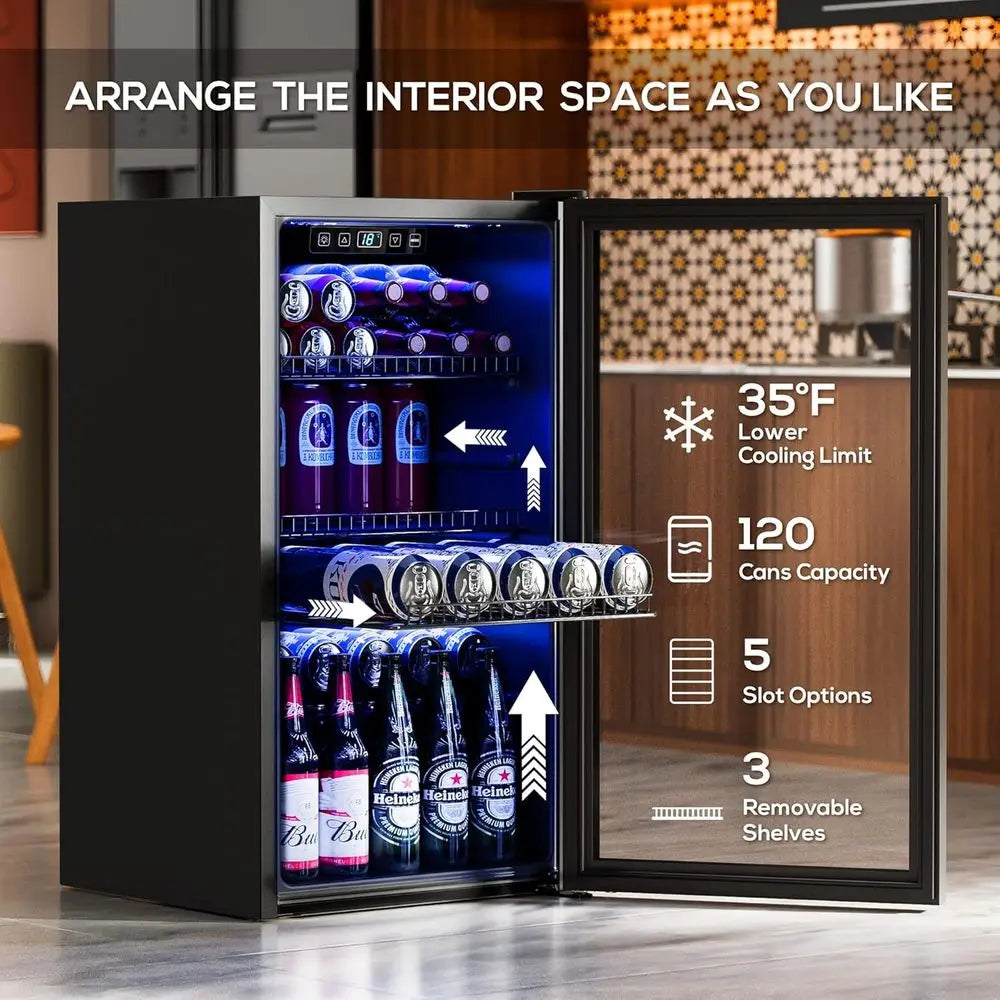 3.2 cu ft Glass Door Mini Fridge with Adjustable Shelves and Digital Temp, 3.2 Cu. Ft. (Black)