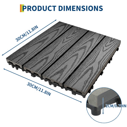 48PCs Composite Interconnected Deck Tiles 12x12 Inch –  for Indoor & Outdoor Use