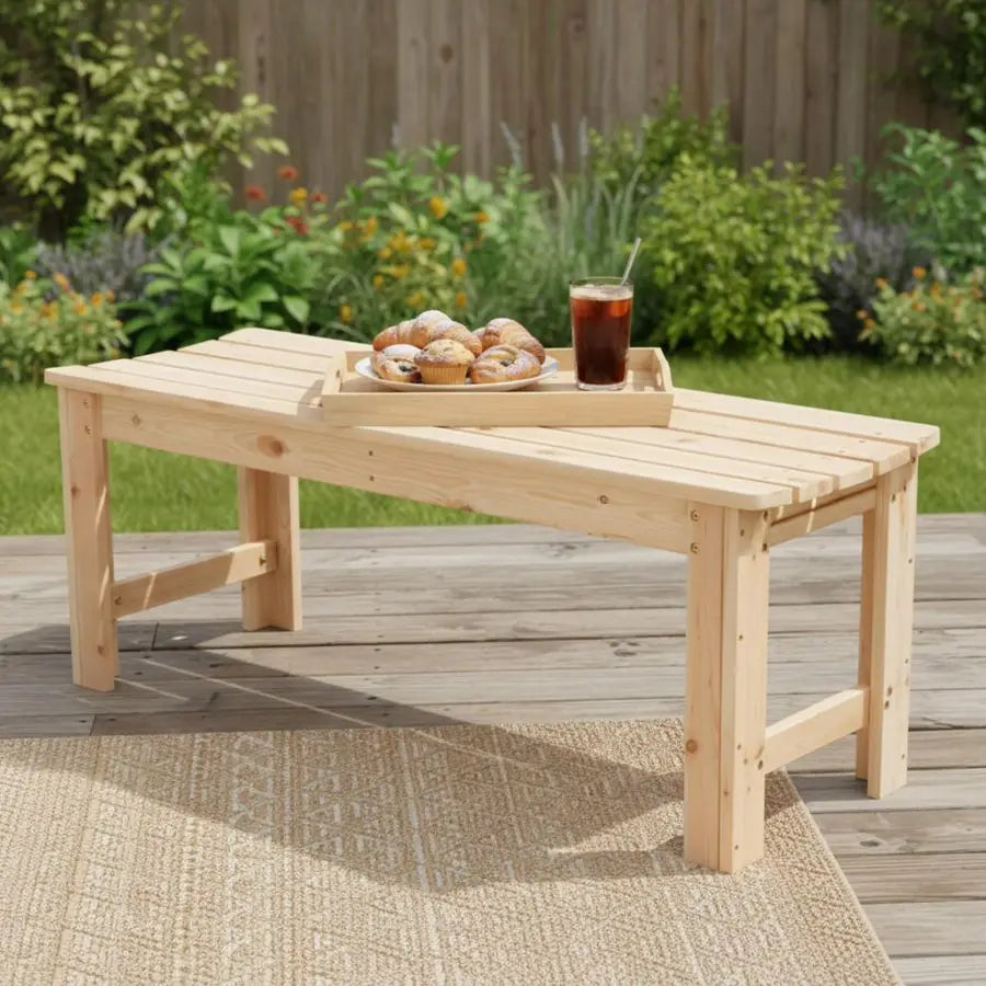4 Ft Outdoor Natural Wooden Garden Bench