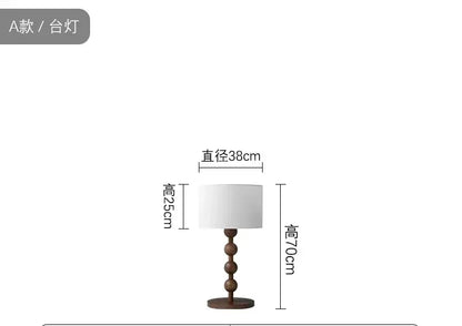 Vintage Floor Lamp Led Fabric & Wood Vertical Light