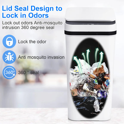 2 Pack 12L Automatic Trash Cans with Touchless Motion Sensor Slim with Lid