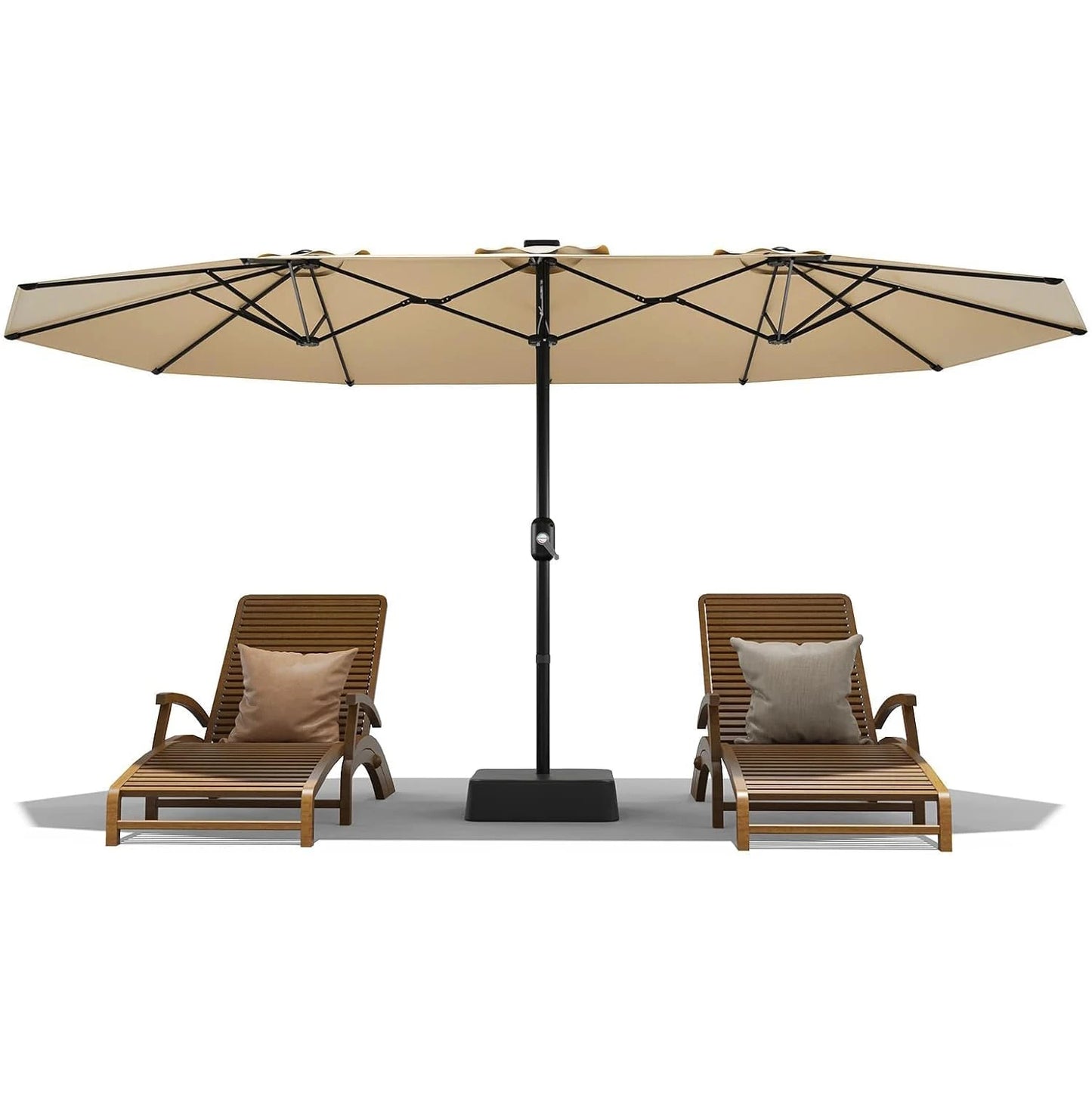 Large 15 X 9 ft Rectanglular Umbrella with Cross Base and Sandbag for Pool Lawn & Garden