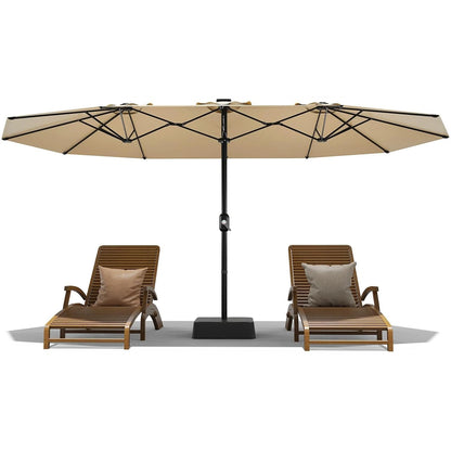 Large 15 X 9 ft Rectanglular Umbrella with Cross Base and Sandbag for Pool Lawn & Garden