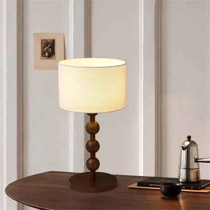 Vintage Floor Lamp Led Fabric & Wood Vertical Light