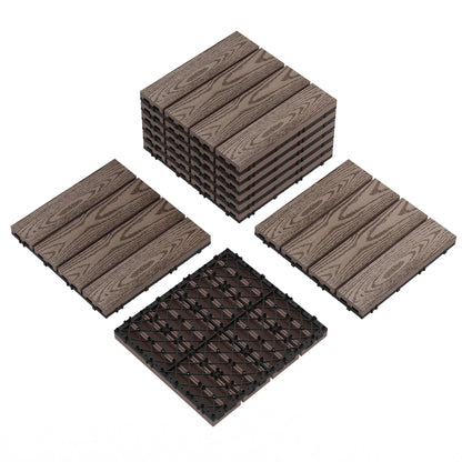 48PCs Composite Interconnected Deck Tiles 12x12 Inch –  for Indoor & Outdoor Use
