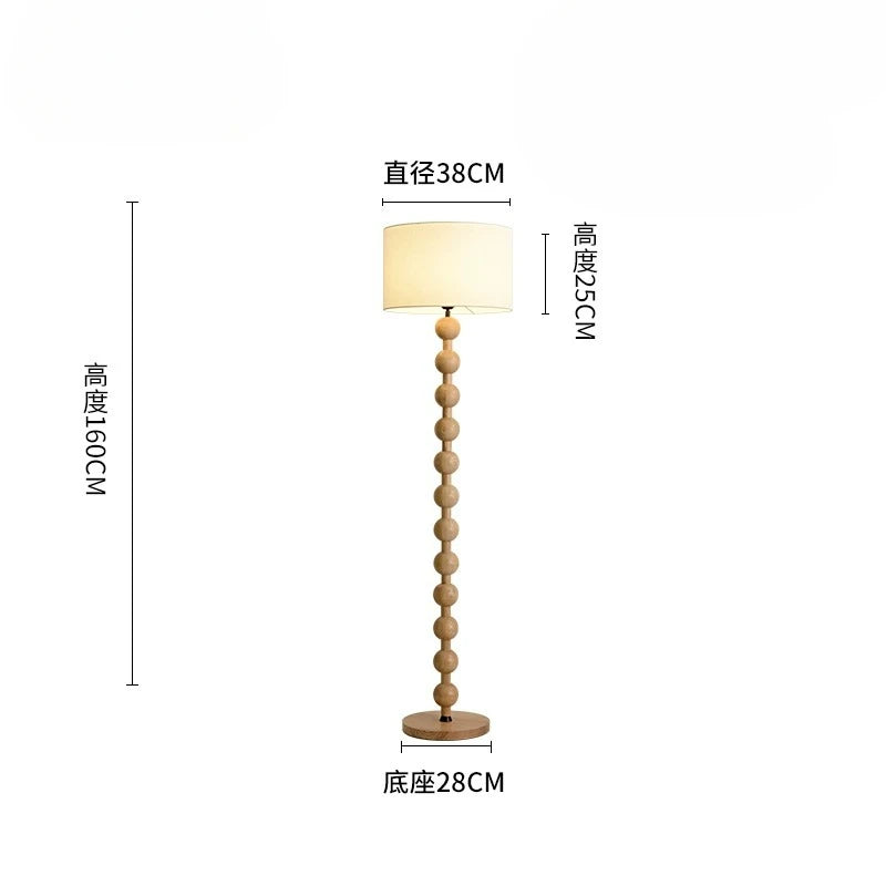Vintage Floor Lamp Led Fabric & Wood Vertical Light
