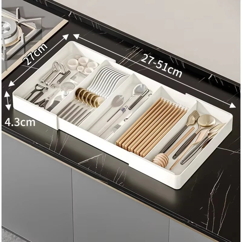 1pc Retractable Kitchen Drawer Storage Box