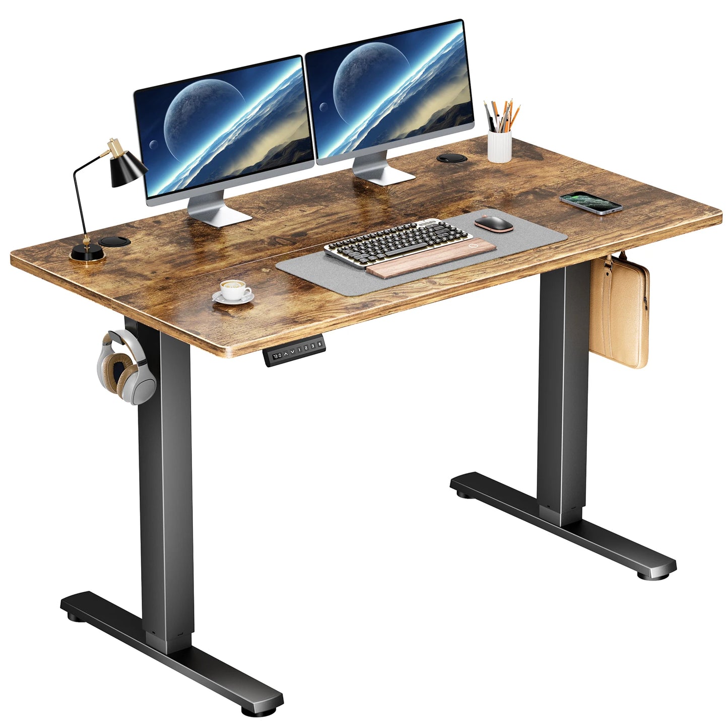 Electric Stand or Sit Desk with Adjustable Height