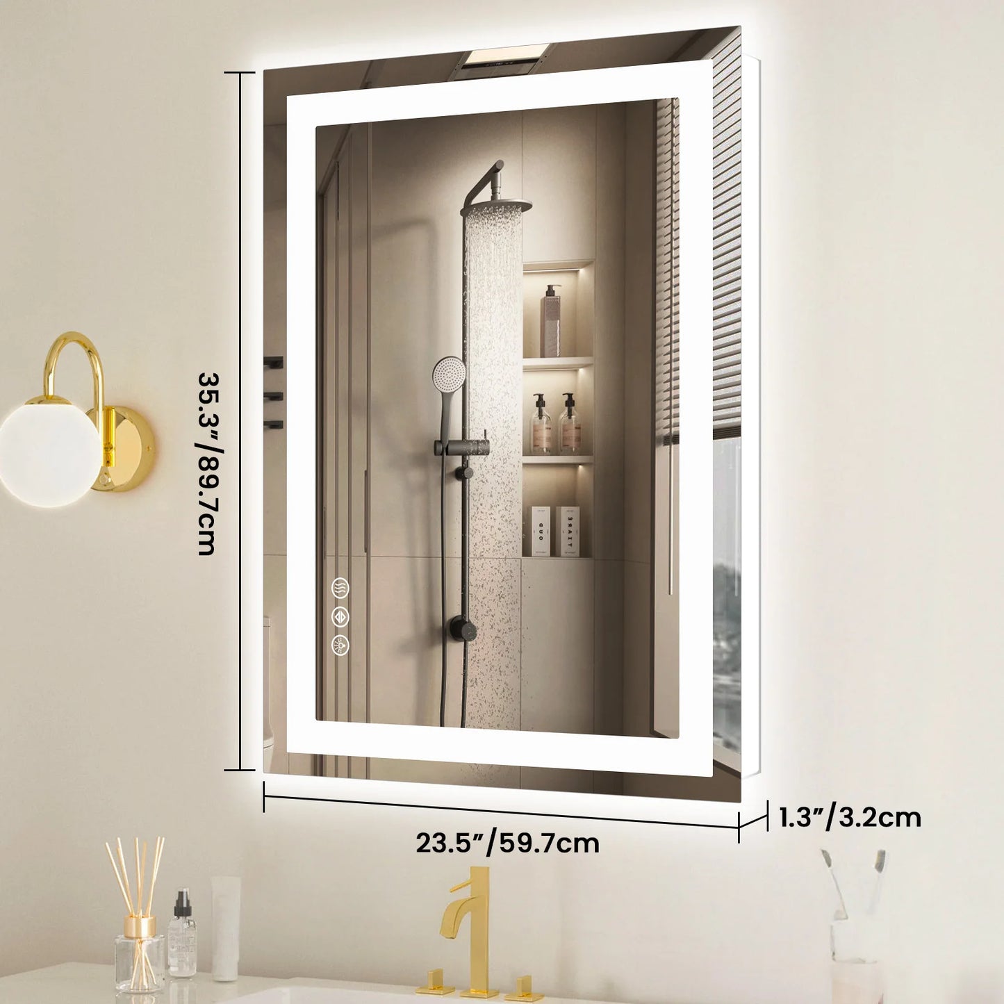 36"x 24"LED Bathroom Vanity Mirror,Tempered Glass with Front Light and Backlit