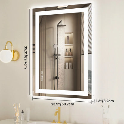 36"x 24"LED Bathroom Vanity Mirror,Tempered Glass with Front Light and Backlit