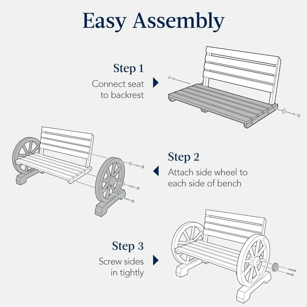 2-Person Wooden Wagon Wheel Bench