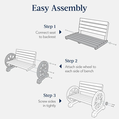 2-Person Wooden Wagon Wheel Bench