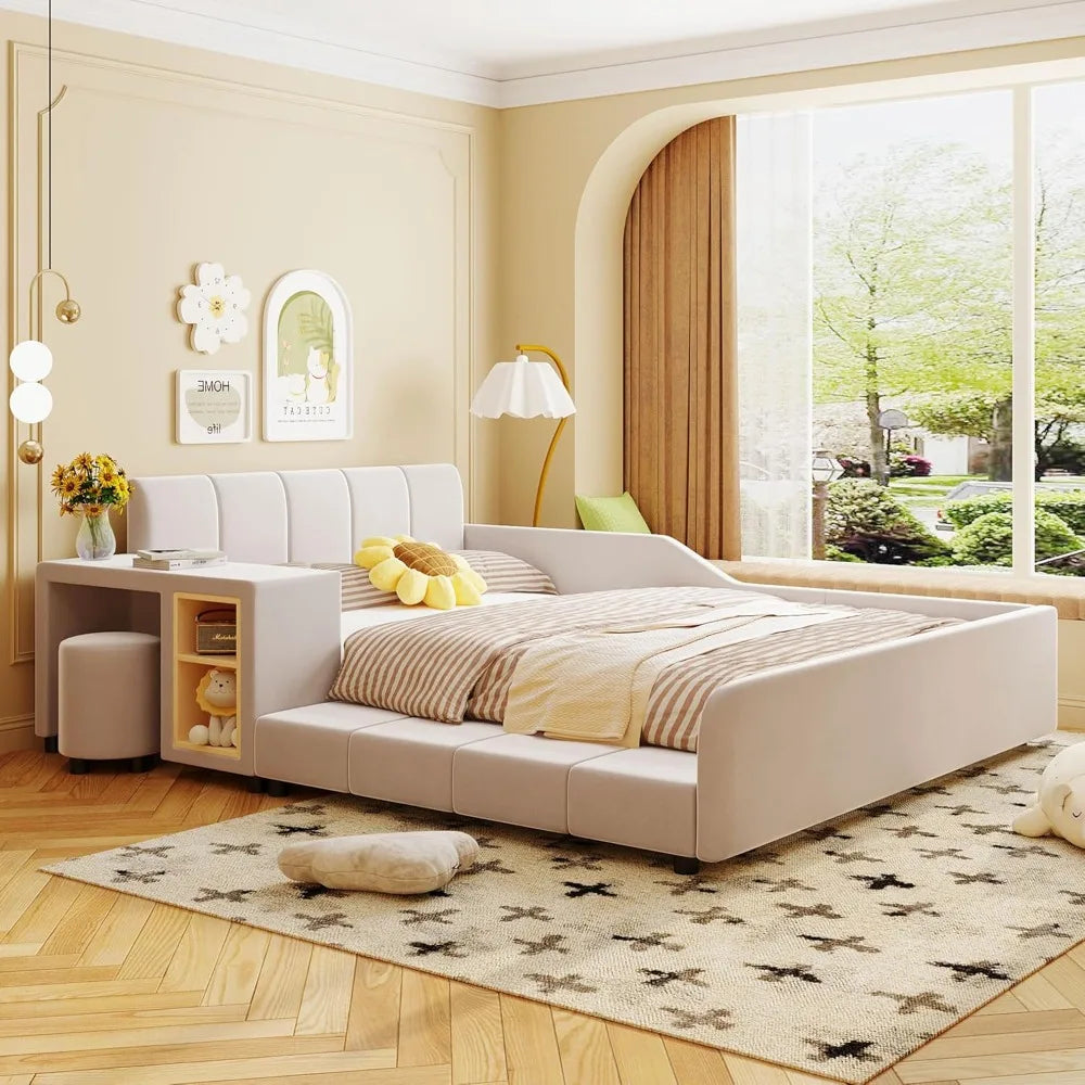 Full size



Full Size Upholstered Mother & Child Bed with Desk and Round Stool
