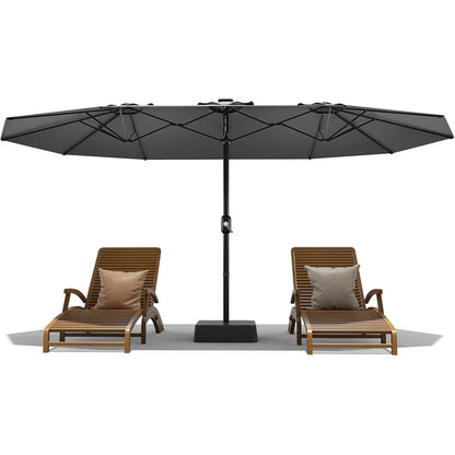 Large 15 X 9 ft Rectanglular Umbrella with Cross Base and Sandbag for Pool Lawn & Garden